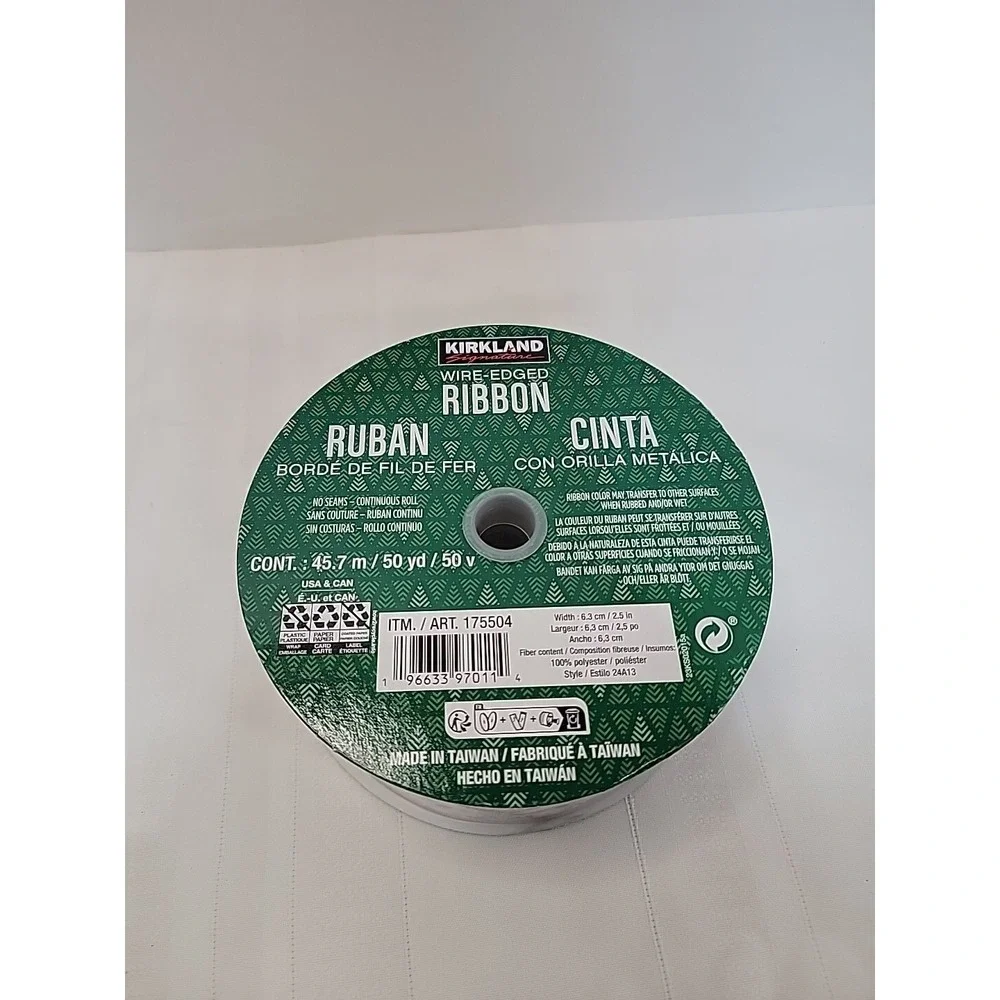 Kirkland CHRISTMAS RIBBON Gonk Gnome Wired Gift Craft Wreath Full Roll 50yds